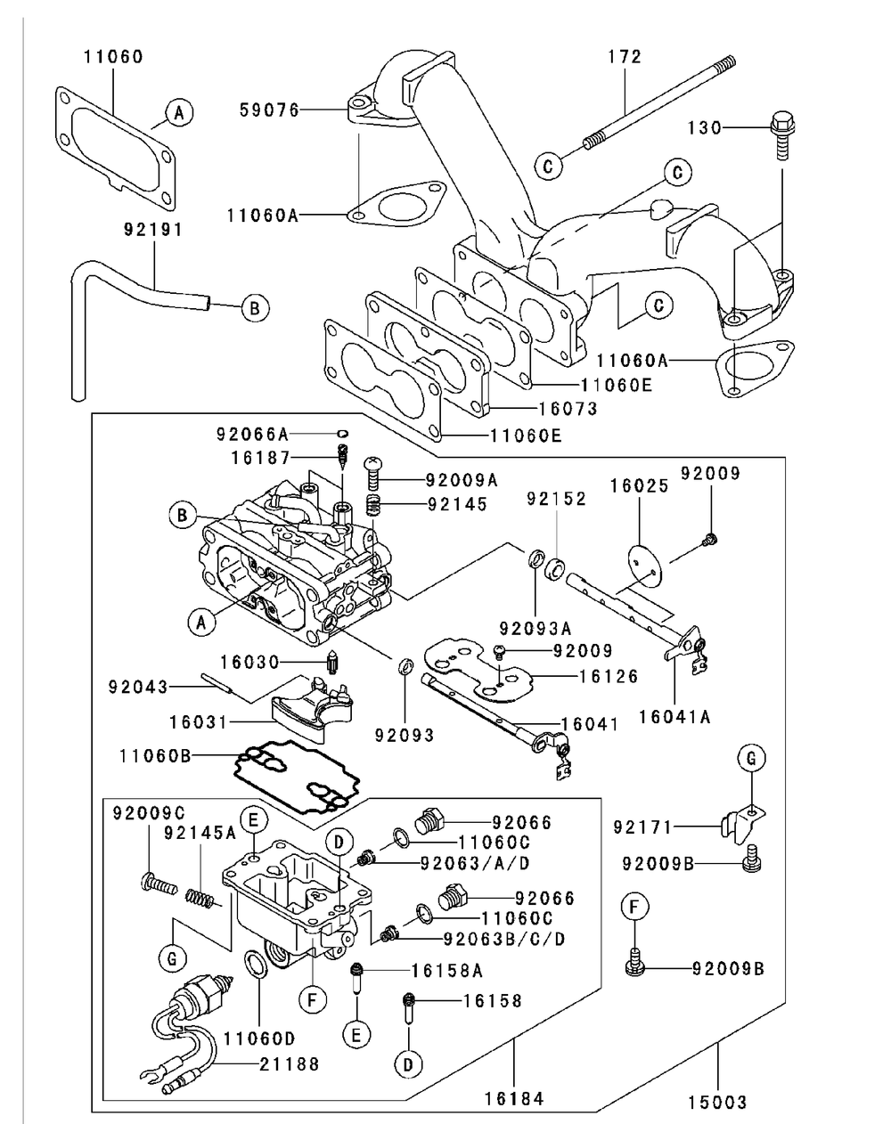 Fh721v As26 Carburetor Diagram and Parts List for 53BB5D8X750-25HP-OHV Cub Cadet Lawn Tractor
